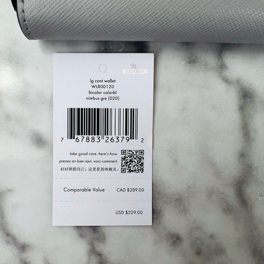 Kate Spade Two-Tone Large Continental Wallet in Gray and White - Picture 5 of 5